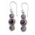 Amethyst dangle earrings, 'Dream in Purple' - Sterling Silver and Amethyst Dangle Earrings from India