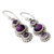 Amethyst dangle earrings, 'Dream in Purple' - Sterling Silver and Amethyst Dangle Earrings from India