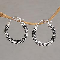 Sterling silver hoop earrings, 'Lightweight Feeling'