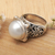 Cultured pearl cocktail ring, 'Graceful Moon' - Cultured Mabe Pearl Cocktail Ring