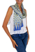 Silk batik scarf, 'Blue Jasmine' - Batik Silk Scarf from Indonesia thumbail