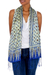 Silk batik scarf, 'Blue Jasmine' - Batik Silk Scarf from Indonesia (image 2b) thumbail