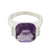 Amethyst single stone ring, 'Orchid Spark' - 4.5 Carat Amethyst on Sterling Silver Ring from India