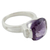 Amethyst single stone ring, 'Orchid Spark' - 4.5 Carat Amethyst on Sterling Silver Ring from India