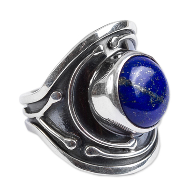 Lapis lazuli ring, 'Sacred Knowledge' - Artisan Crafted Modern Sterling Silver Lapis Lazuli Ring