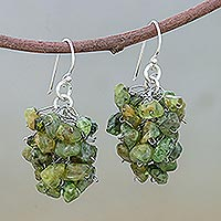 Peridot cluster earrings, 'Sweet Green Grapes' - Peridot Beaded Earrings