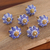 Ceramic cabinet knobs, 'Blue Sunshine' (set of 6) - Ceramic Cabinet Knobs Floral White Blue (Set of 6) India