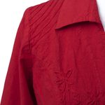 Cotton blouse, 'Lily of Incas in Red' - Lily of the Incas Button-Front Red Cotton Blouse