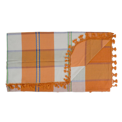 Zapotec cotton bedspread, 'Oaxaca Dawn' (California king) - Zapotec Cotton Bedspread Woven by Hand (Cal King)