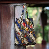 Cotton batik foldable tote bag, 'Jogjakarta Legacy' - Batik Cotton Foldable Shopping Tote Bag