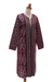 Ikat cotton duster, 'Kartini Burgundy' - Long Handwoven Burgundy & Blue Ikat Cotton Duster Jacket