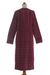 Ikat cotton duster, 'Kartini Burgundy' - Long Handwoven Burgundy & Blue Ikat Cotton Duster Jacket