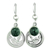 Jade dangle earrings, 'Quetzal Patriot' - Handmade Jade and Sterling Silver Earrings