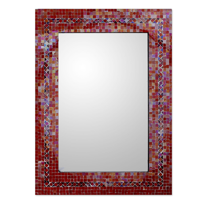 Espejo de pared de mosaico de vidrio - Espejo de pared de cristal de mosaico indio hecho a mano