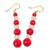 Upcycled dangle earrings, 'Eco Red and White' - Handcrafted Red and White Eco Friendly African Earrings