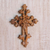 Wood wall cross, 'Faith Blooms' - Hand-Carved Floral Suar Wood Wall Cross from Bali (image 2b) thumbail