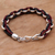 Men's sterling silver and leather bracelet, 'One Path' - Men's Leather and Silver Braided Bracelet (image 2b) thumbail