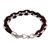 Men's sterling silver and leather bracelet, 'One Path' - Men's Leather and Silver Braided Bracelet (image 2c) thumbail