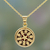 Gold plated pendant necklace, 'Circle of Flowers' - Gold Openwork Floral Pendant Necklace from India