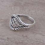 Sterling silver cocktail ring, 'Intertwined Elegance' - Woven Motif Sterling Silver Cocktail Ring from India