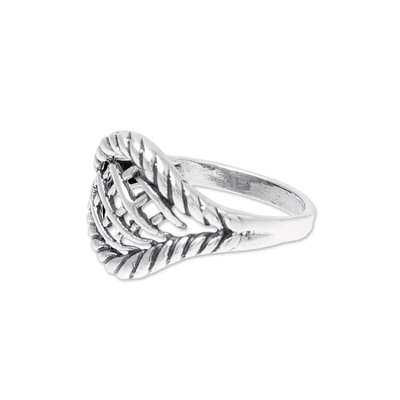 Sterling silver cocktail ring, 'Intertwined Elegance' - Woven Motif Sterling Silver Cocktail Ring from India