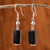 Obsidian dangle earrings, 'Black Mystery' - Sleek Black Obsidian Dangle Earrings from the Andes