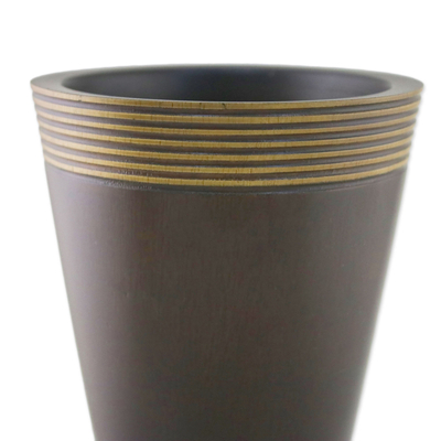Wood decorative vase, 'Harmonious Brown' - Brown Mango Wood Decorative Vase from Thailand