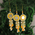 Beaded ornaments, 'Mirrored Suns' (set of 3) - Mirrored Beaded Ornaments from India (Set of 3)