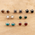 Multi-gemstone stud earrings, 'Elegant Pairs' (set of 7) - Set of 7 Multi-Gemstone Stud Earrings from India (image 2) thumbail