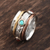 Onyx and reconstituted turquoise spinner ring, 'Glowing Energy' - Red Onyx and Reconstituted Turquoise Spinner Ring from India (image 2b) thumbail