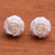 Bone button earrings, 'Fascinating Roses' - Hand-Carved Bone Rose Button Earrings from Bali (image 2c) thumbail