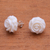 Bone button earrings, 'Fascinating Roses' - Hand-Carved Bone Rose Button Earrings from Bali (image 2d) thumbail