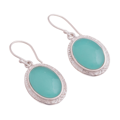 Opal dangle earrings, 'Blue Mirrors' - Blue Opal Dangle Earrings from Peru