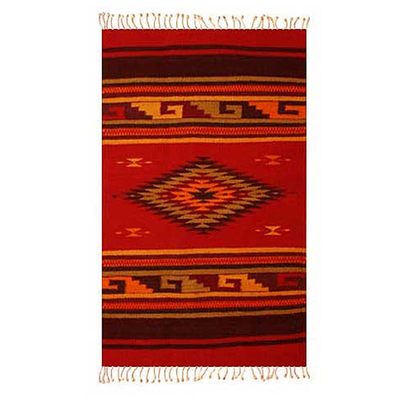 Zapotec wool rug, 'Green Maguey' (2x3) - Handmade Zapotec Wool Area Rug (2x3)