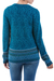 100% alpaca cardigan, 'Dreamy Blues' - Teal 100% Alpaca Wool Cardigan Sweater from Peru (image 2c) thumbail
