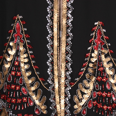 Perlenjacke - Schwarze Jacke mit metallischer Perlenstickerei aus Indien