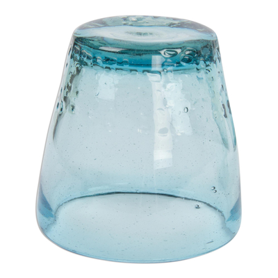 Vasos de jugo de vidrio soplado, 'Delicious Blue' (juego de 6) - Vasos de jugo de vidrio soplado hechos a mano (juego de 6)