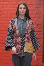 Cotton patchwork kimono jacket, 'Bohemian Masterpiece' - Patchwork Kimono-Style Jacket from India