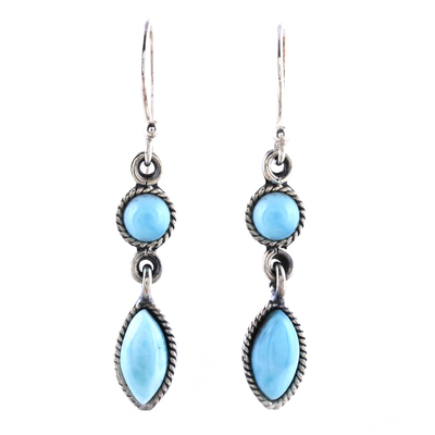 Larimar dangle earrings, 'Sky Bliss' - Natural Larimar Dangle Earrings from Thailand