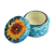 Ceramic jewelry box, 'Brilliant Sunflower' - Hand Painted Sunflower Ceramic Jewelry Box