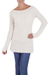 100% alpaca tunic, 'Marfil' - 100% Alpaca Tunic Long Sleeve Sweater in Ivory Color