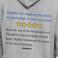 Featured review for Heather grey unisex dear person 5 star review hoodie
