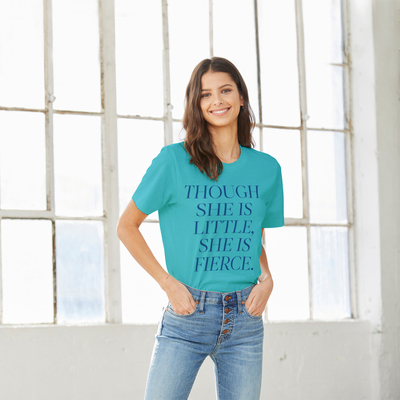 Quotes to Live By 'She is Fierce' Unisex Tee, Turquoise - Turquoise Jersey Unisex T-Shirt 100% Soft Spun Cotton