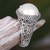 Cultured pearl cocktail ring, 'Glowing Moon' - Hand Made Cultured Pearl Cocktail Ring from Indonesia (image 2) thumbail