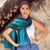 Pin tuck scarf, 'Aqua Turquoise Transition' - Hand Dyed Pin Tuck Silk Scarf (image 2) thumbail