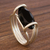 Onyx single-stone ring, 'Modern Marquise' - Onyx and Sterling Silver Single Stone Ring from Brazil