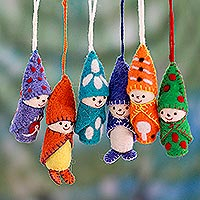 Wool ornaments, Babies in Snowsuits (set of 6)