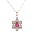 Ruby pendant necklace, 'Snow Flower' - Foral Faceted Ruby Pendant Necklace from India (image 2a) thumbail