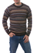 Men's 100% alpaca sweater, 'Geology' - Men's Striped and Patterned 100% Alpaca Pullover Sweater thumbail