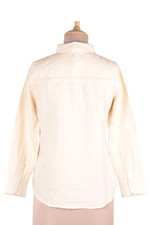 Cotton and linen blend tunic, 'Glimmering Elegance' - Embroidered Cotton and Linen Blend Tunic with Mirror Accents